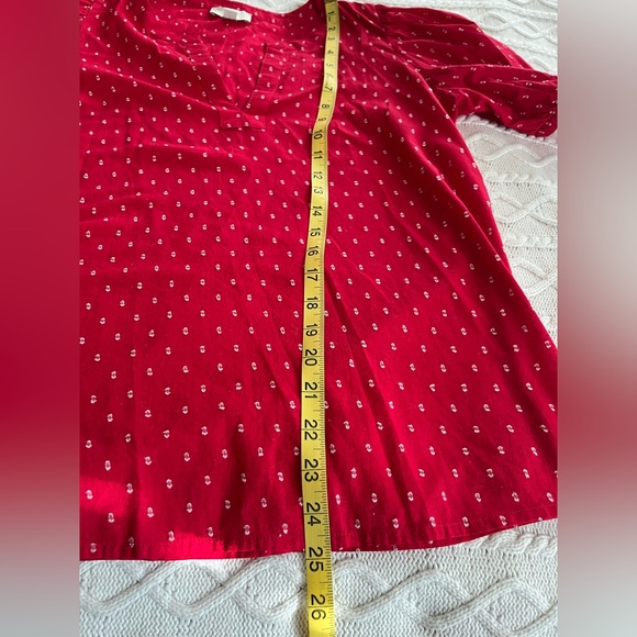 Loft Outlet Women's Red Puff Sleeve Top Cotton Blend Size Small - Picture 13 of 16